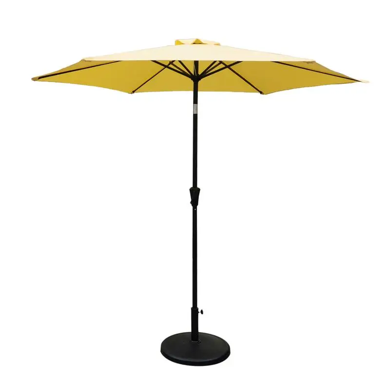 

8.8ft Aluminum Outdoor Patio Umbrella with 42lb Round Resin Base, Push Button Tilt & Crank Lift, Yellow Garden Canopy