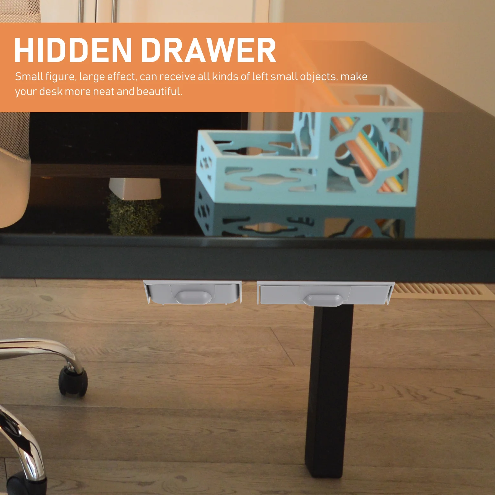 2 قطعة صندوق درج تحت المكتب حافظة تخزين مخفية للأقلام الحكام منظم مكتب لاصق حاوية سطح المكتب متعددة الوظائف