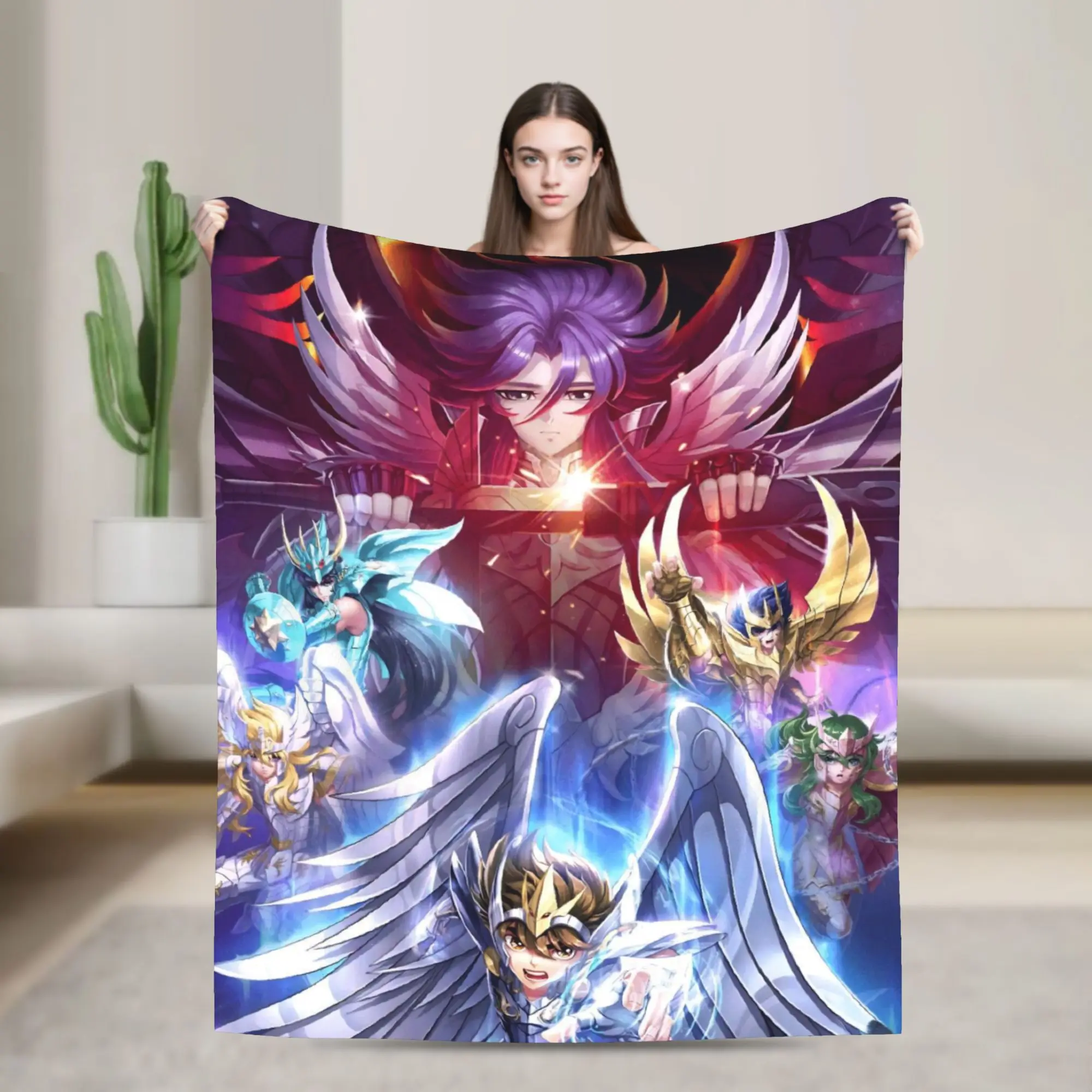 

Super Warm BlanketChildren Travel Saint Seiyas Throw Blanket Flannel Bedspread For Home Decor Fluffy Sofa Bed Cover