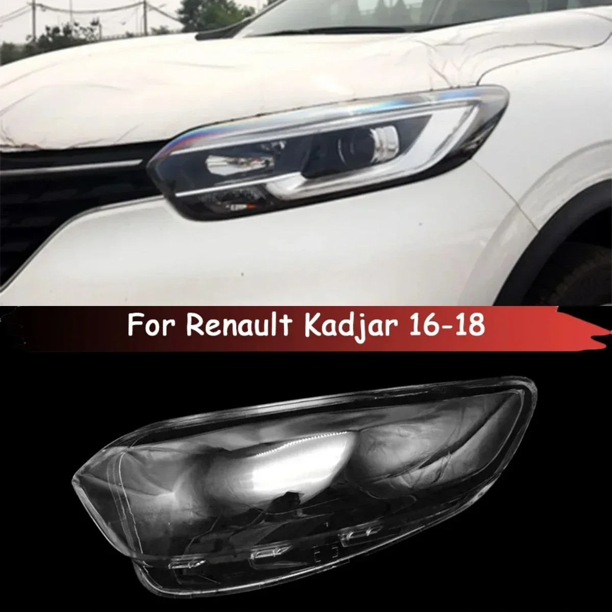 

For Renault Kadjar Car Front Headlamp Head Lamp Light Lampshade Lampcover Auto Glass Lens Shell Headlight Cover 2016 2017 2018