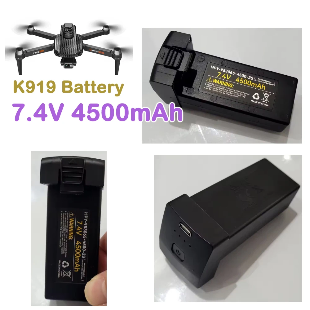K919 MAX Screen Remote Control Quadcopter Original Battery Spare Part K919MAX Battery 7.4V 4500mAh Lipo Battery Part Accessory
