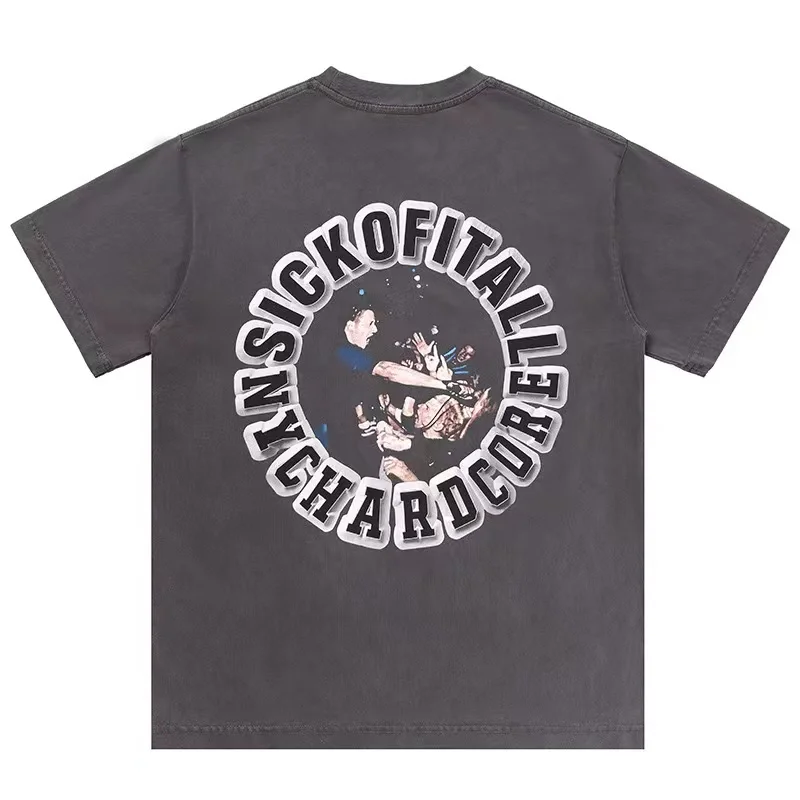 Streetwear Vintage Casual Summer Cotton T Shirt Man Women Short Sleeve Pull On Printed Shirt
