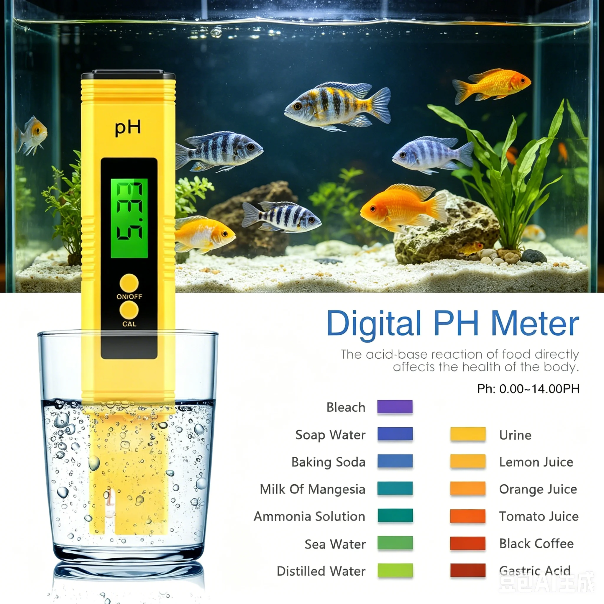 PH-Meter mit 0,01 Hoher Präzision für Wasserqualitätstests mit Messbereich 0-14, Geeignet für Aquarien und Schwimmbäder – Detail 3