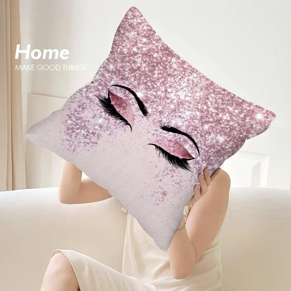 Beauty Makeup Eyelash Pillow Case Sofa Decorative Home Double-sided Print Plush Square Throw Pillow Covers Cushion Decor Cover