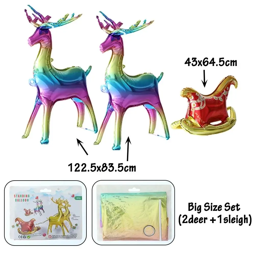 

Christmas Standing Elk Foil Balloons Xmas Reindeer with Sled Inflatable Standing Globos Stand By Air Kid's Toys