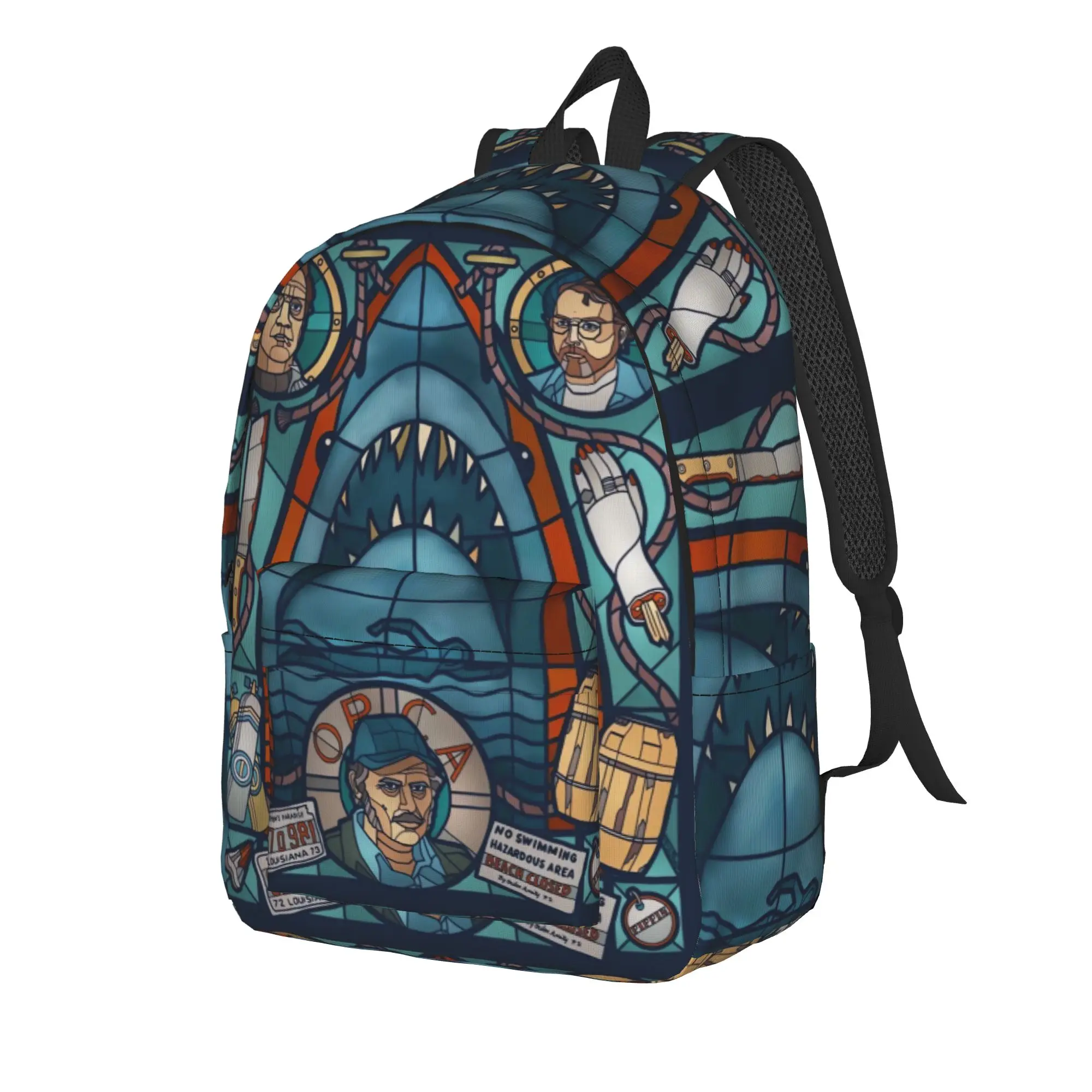 Jaw-Shark Classic Film Amity Island Backpack  Travel Backpacks Men Modern School Bags Custom Print Rucksack
