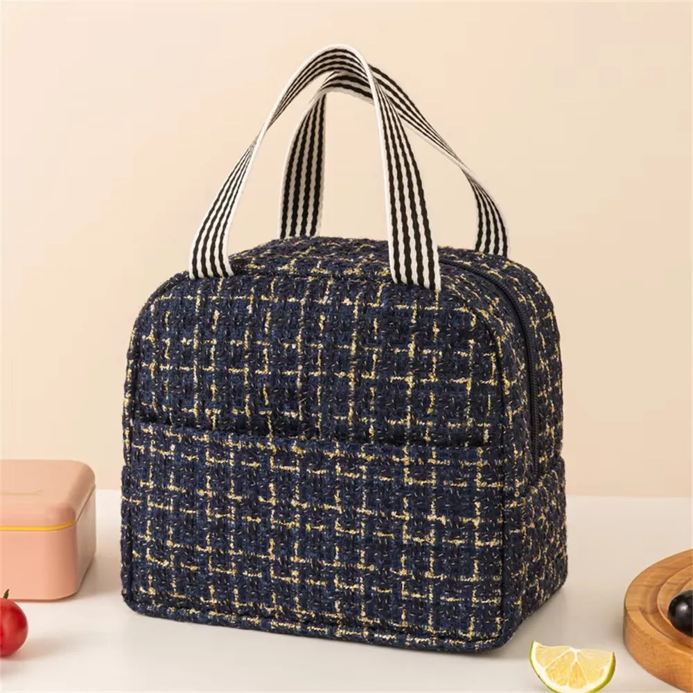 

2PCS/SET Large Capacity Lunch Bag Fashion Small Fresh Style Cooling Picnic Bag Polyester Light Luxury Thermal Insulation Bag