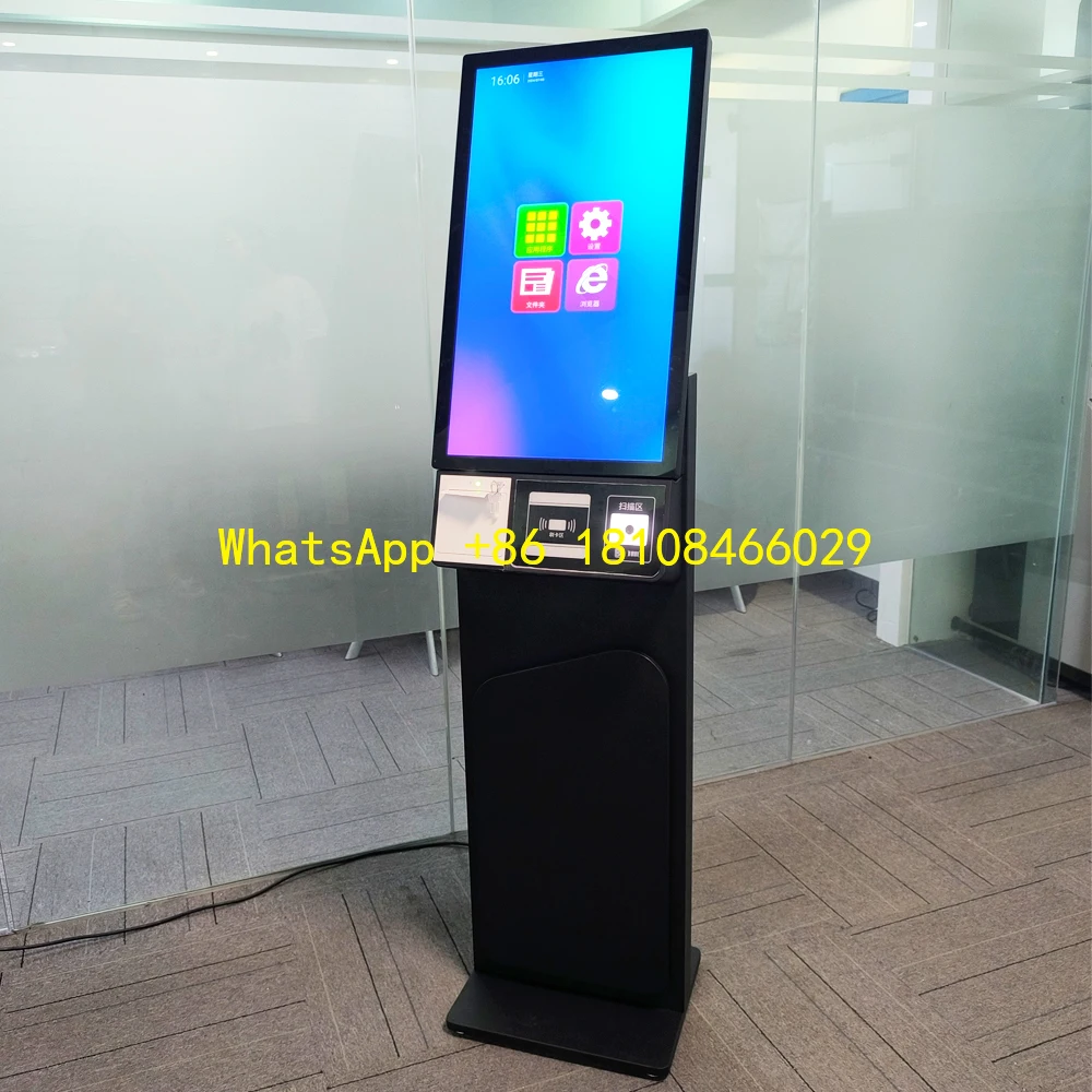 

Payment Kiosk With Printer NFC Card Reader Convenience Store Floor Stand Touch Screen Self Ordering QR Scanner