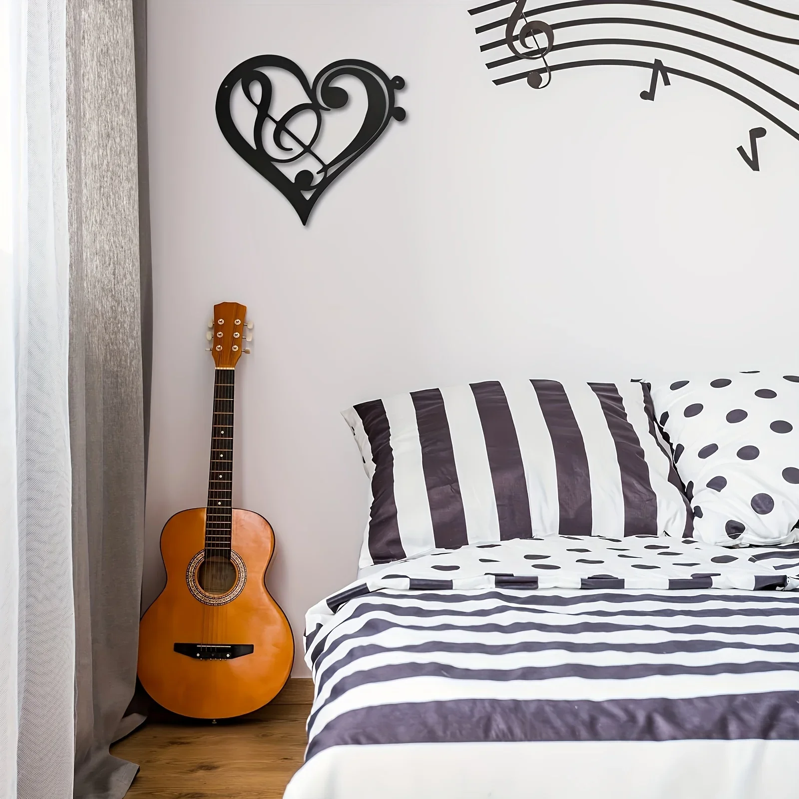 

Heart Metal Music Home Decor, Musical Notes Metal Wall Art Vintage Music Theme Note Wall Hanging Sign Music Room Wall Sticker