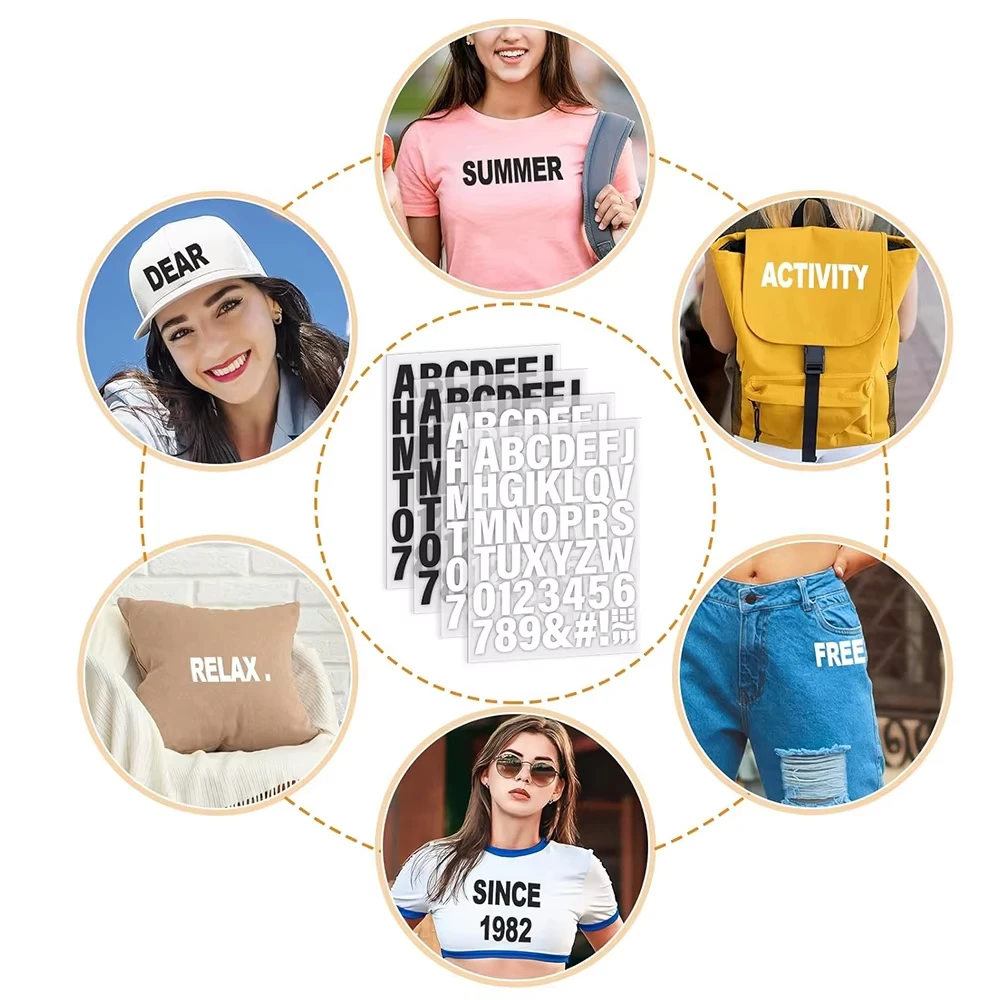 5 Blatt Buchstaben und Zahlen zum Aufbügeln, Wärmeübertragungsbuchstaben, A-Z, PU-Alphabete, Aufkleber, T-Shirt-Druckband für DIY-Bastelteile – Detail 5