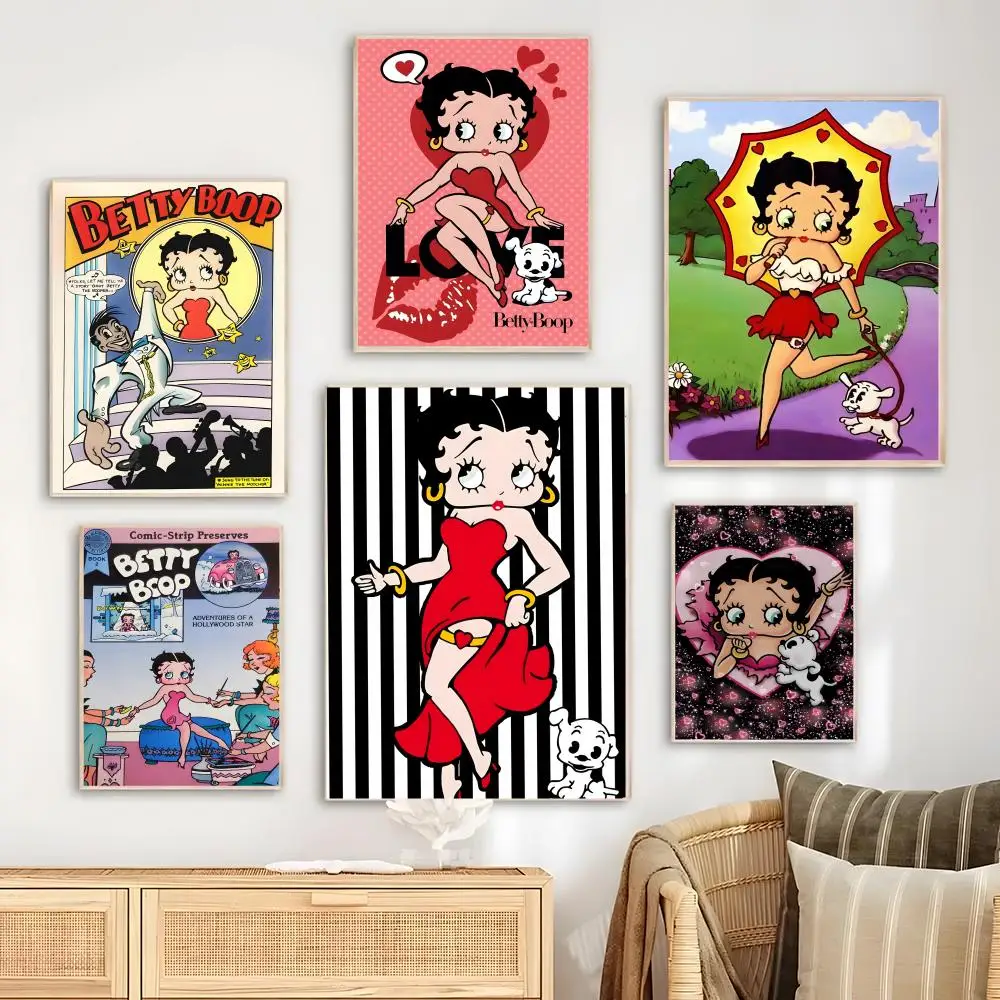 Cute B-BettyS Boop Poster Bedroom Living Room Study & Beyond Self Adhesive Decor + Perfect Gift