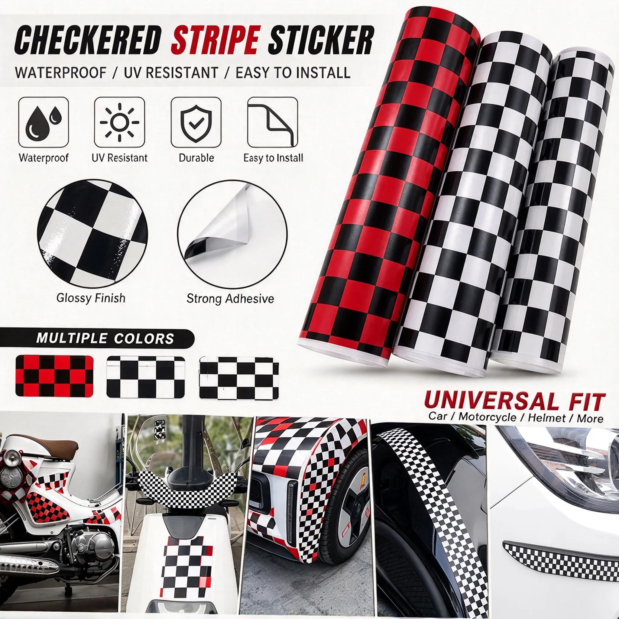 Black white checkered car decoration color-changing film, PVC waterproof,scratch-resistant packaging film, vinyl car stickers