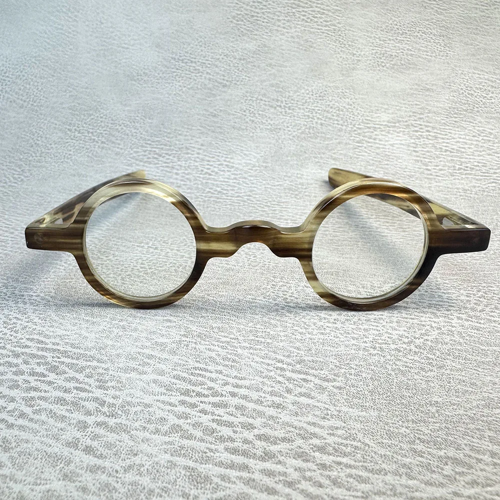 Eyeglass Frames Small Round Vintage Japan Style Optical Eyeglasses Handmade Natural Horn Reading Prescription Men Glasses Frames