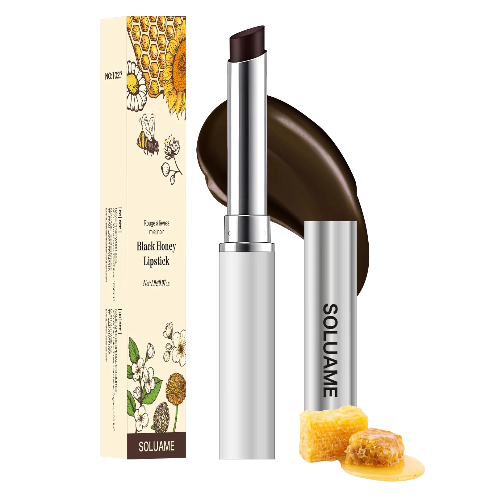 2PCS honing lippenstift getinte lippenbalsem in zwart en roze, pure hydraterende lippenstift voor alle huidtinten - hydraterende lipkleur - Nat