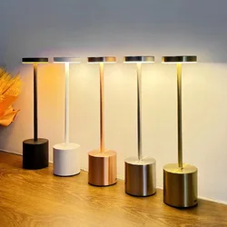 Classic Metal Touch Sensor LED Table Lamp Rechargeable Desk Lamp 3 Colors Creative Ambient Light Bar Room Decor Night Light Gold