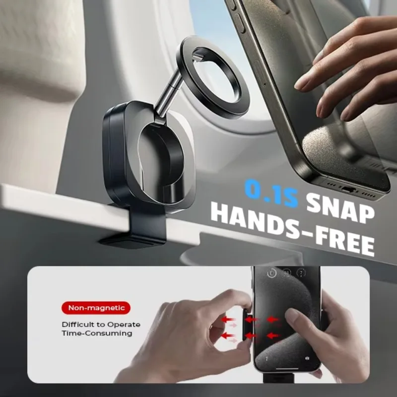 Travel Essentials Magnetic Airplane Phone Holder Pocket Size Gadgets Hands-Free Plane Phone Holder for Long Flight