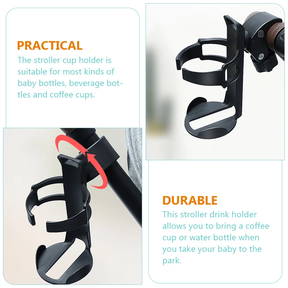 

Water Cup Holder Bottle Storage Rack Stroller Folding Accessory Drink Black