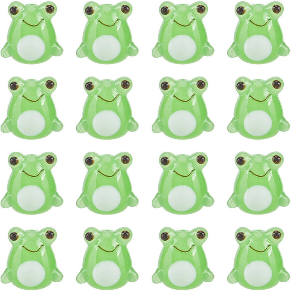 1Box 16 Pcs Small Frog Bead Glass Frog Beads Bulk Cute 3D Cartoon Green Frogs Animals Lampwork Loose Glaze Handmade Spacer Beads