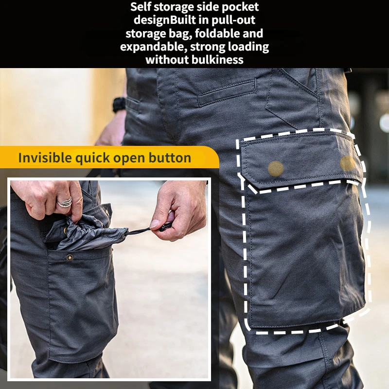 Pantaloni Cargo IX15 da uomo pantaloni elasticizzati a gamba dritta Multi-tasca pantaloni da lavoro da allenamento a prova di schizzi resistenti all'usura Jogger Casual