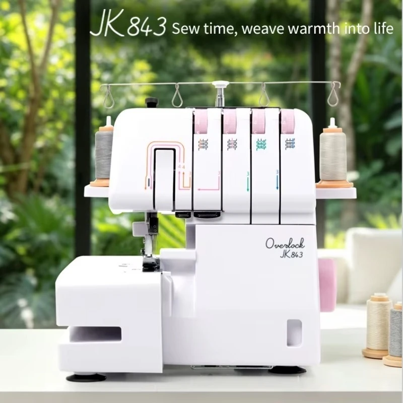 JK843 Premium High Speed Overlock Sewing Machine Stable Industrial Serger for Daily Home Clothing Making
