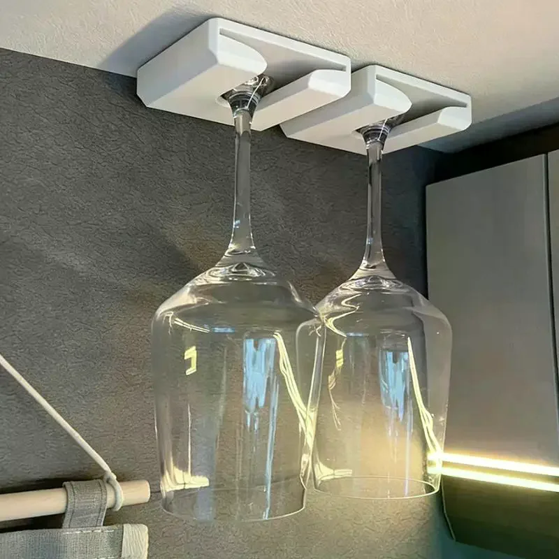 RV Hanging Wine Glass Holder Punch-Free 1Pc Space Saving Suspension Stemware Rack for Car Camper Road Trip