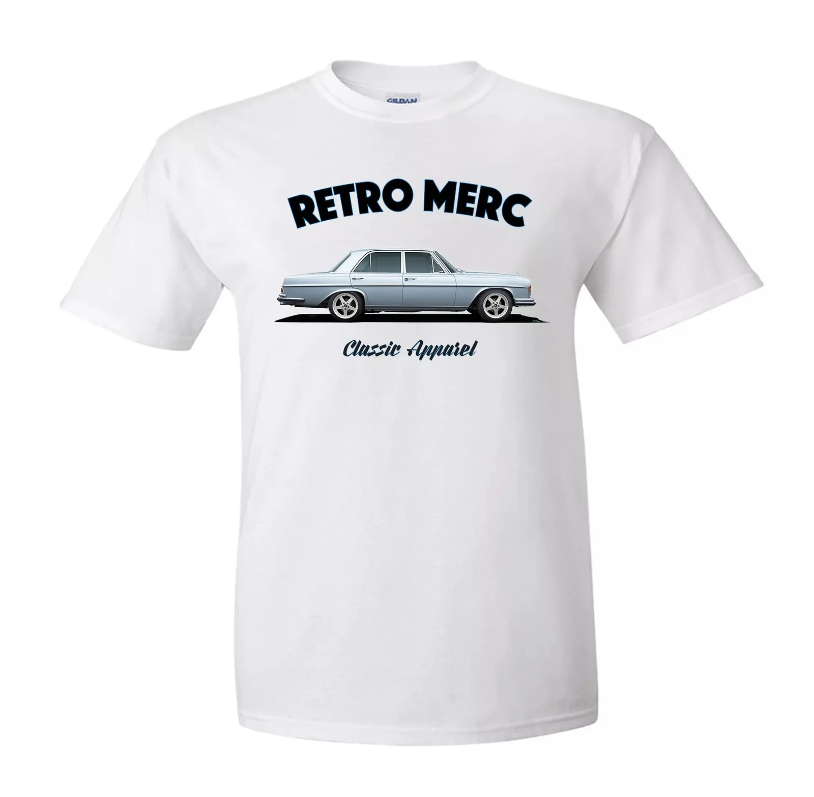 

MERCEDE W108 SWB SALOON T-shirt. RETRO MERC. CLASSIC CAR. GERMAN. MODIFIED.