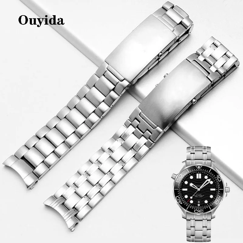 Watch Chain Solid Stainless Steel Watch Strap for Omega 007 Seamaster Planet Ocean 300m Sports watchbands Bracelet 20mm 22mm