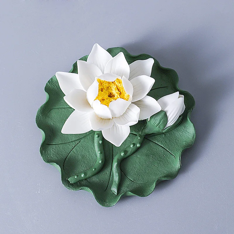 Creative ceramic flower ornament, lotus fragrance insert, home living room tea room desktop decoration