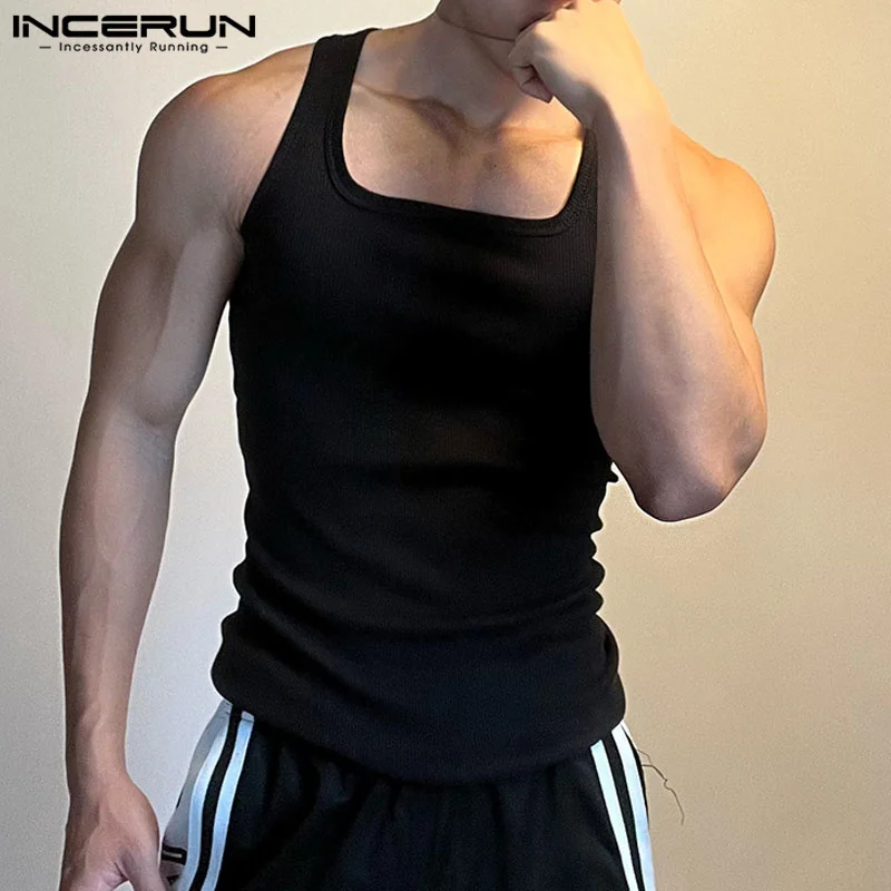 2023 męskie podkoszulki jednokolorowe O-neck bez rękawów Streetwear Casual męskie kamizelki Fitness letni trening mężczyźni odzież S-5XL INCERUN