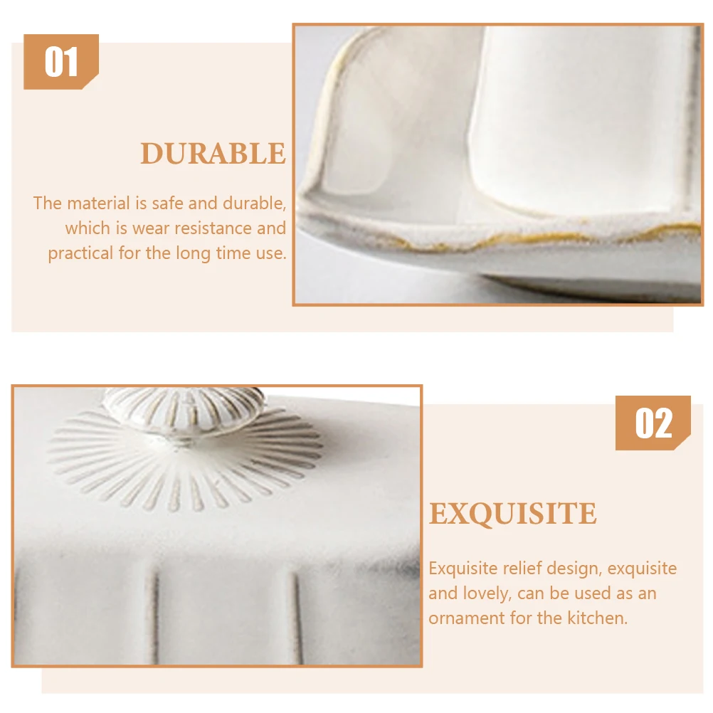 

1Set Ceramic Butter Plate Lid Delicate Surface Wide Usage Range Restaurant Home Dessert Shop Kitchen Butter Dish