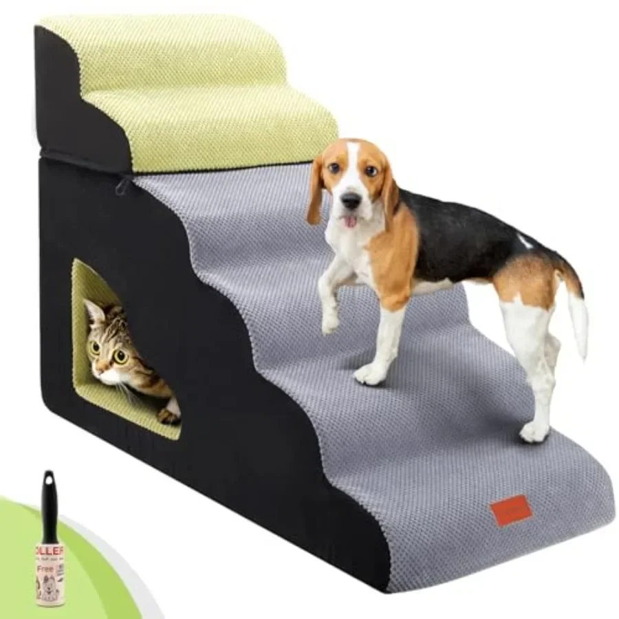 Dog Stairs for High Bed, 30 Inch Height 6 Steps Soft Foam Spliced Dog Steps for Bed, Non-Slip Sturdy Pet Stairs, Ramp for Small