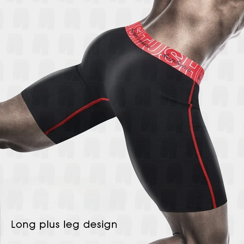 Men's High Waist Leg Rubbing Prevent Long Boxer Shorts with Side Opening Sporty Cotton Briefs Breathable Sports Daily Underwear