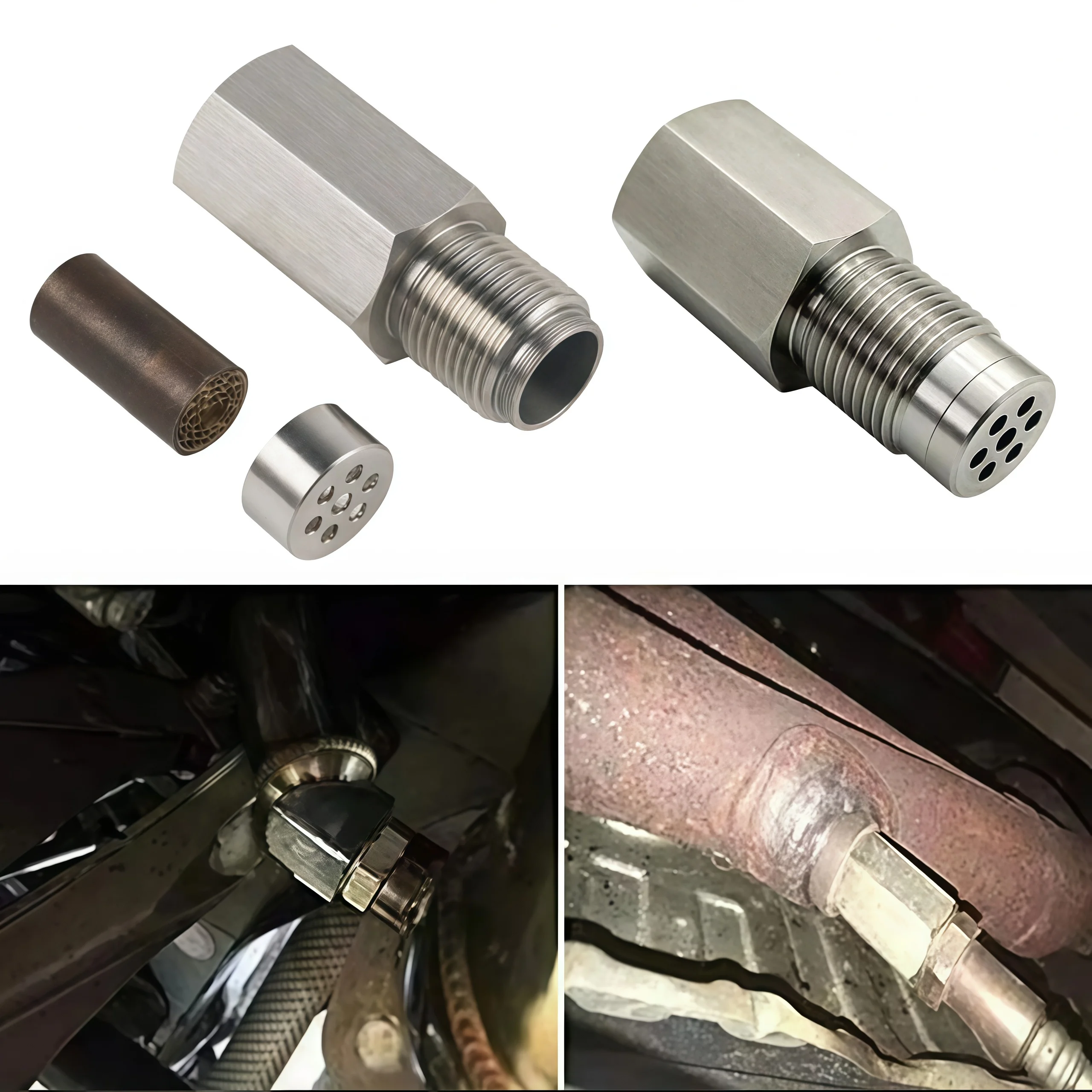 2PCS Oxygen Sensor Adapter Car Inspection Engine Light Fixing Catalytic Network Oxygen Sensor Interval Mini Catalytic Converter