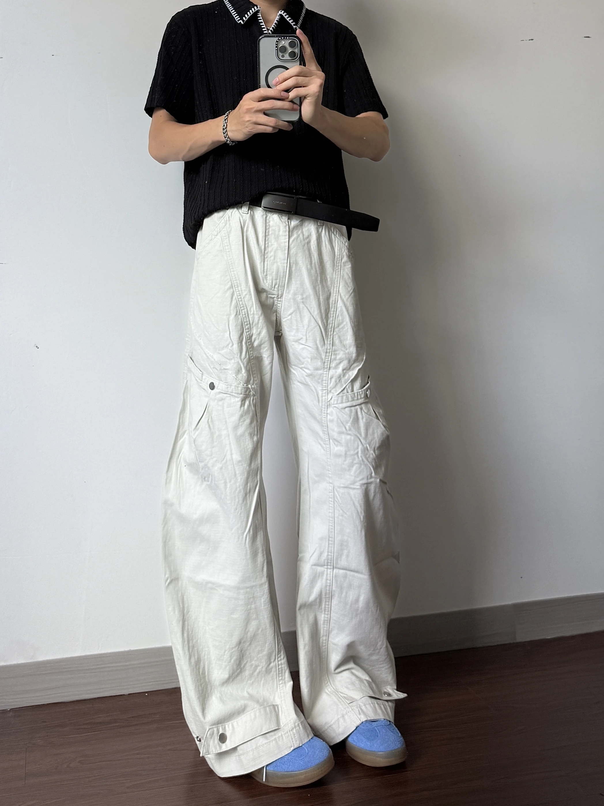 

Свободные прямые брюки с несколькими ножами в американском стиле ретро, широкие брюки для спецодежды, молодежные брюки для отдыха