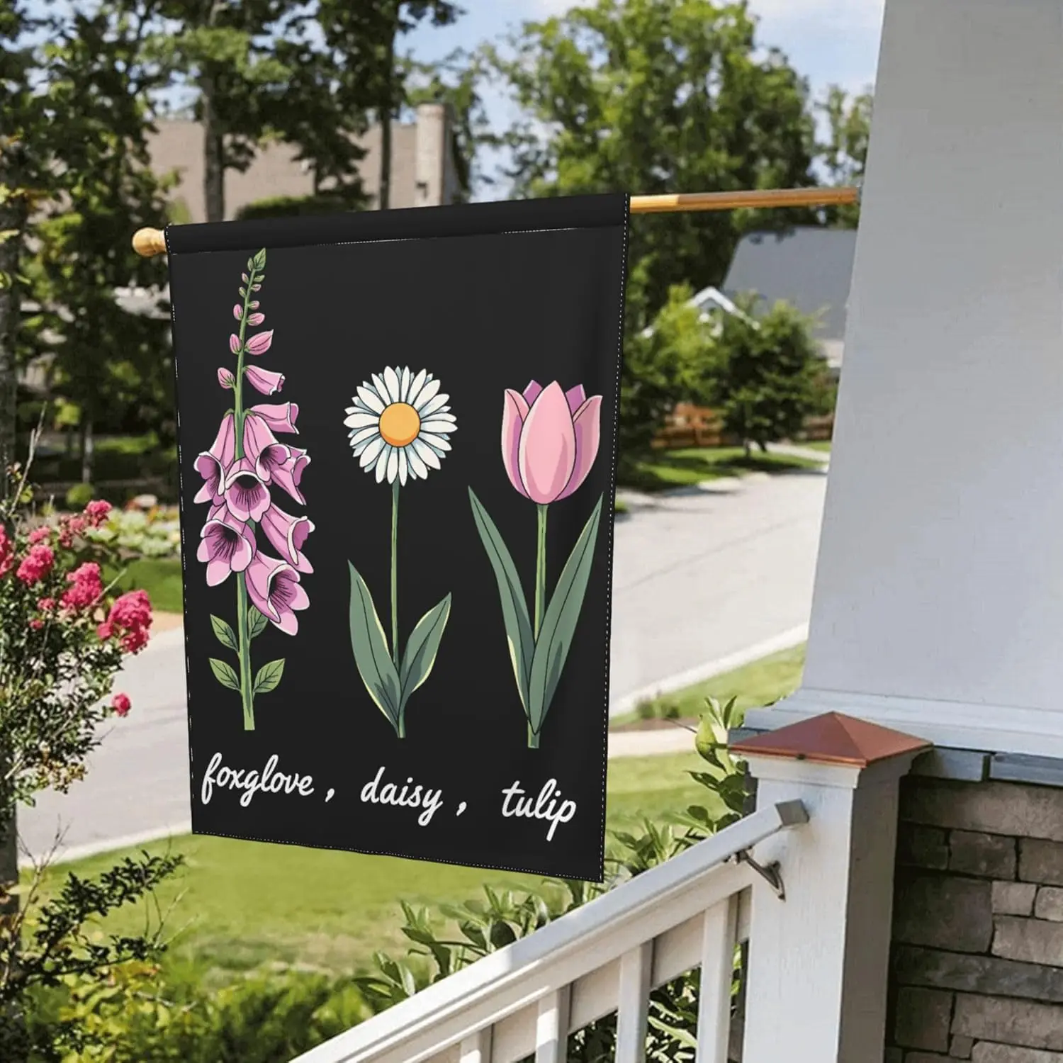 12.5'x18' FDT Floral Foxglove Daisy Tulip Garden Flags Resist Protest Flag for Outside Double Sided Lawn Signs Decor LLX