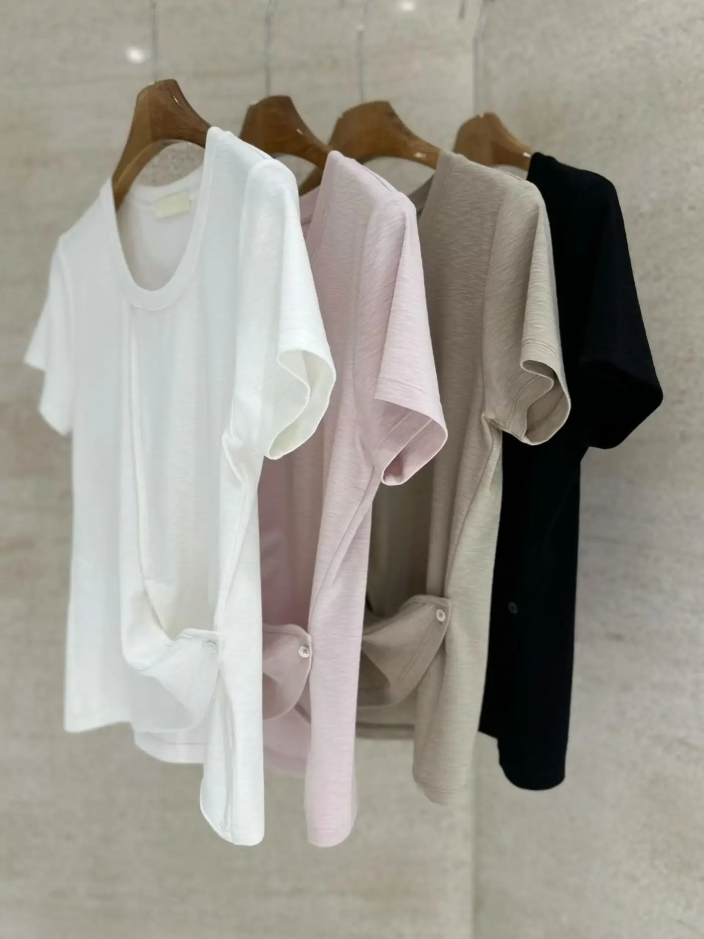 

Lesionchan 2026 New Bamboo Texture White T-shirt Women's Casual Style round Neck Short Sleeve Top in Standard Fit for Spring