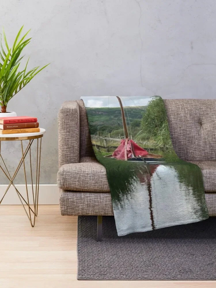 Mirror Dinghy in the lake with a reflection Throw Blanket manga Travel cosplay anime Blankets