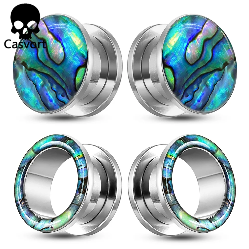 Casvort 2PCS Stainless Steel Ear Tunnels