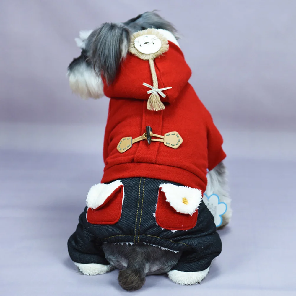 

Winter Coat Pet Clothes Dog Hoodie Lion Design Red Size Xs Coral Fleece Warm Sweatshirt Outdoor Walking Jogging