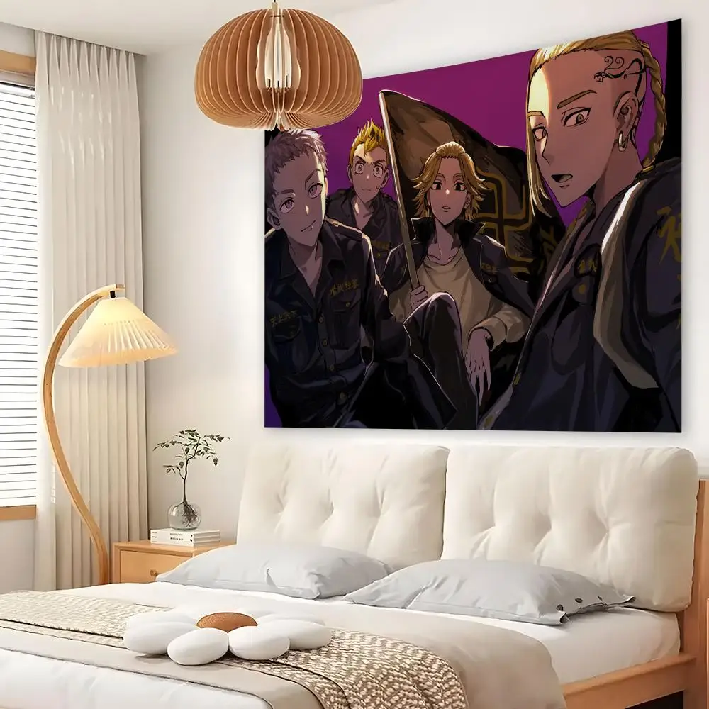 T-Tokyo R-Revengers Tapestry Custom Living Bedroom Party Dormitory Interior Wall Bohemian Decoration Attached Clip