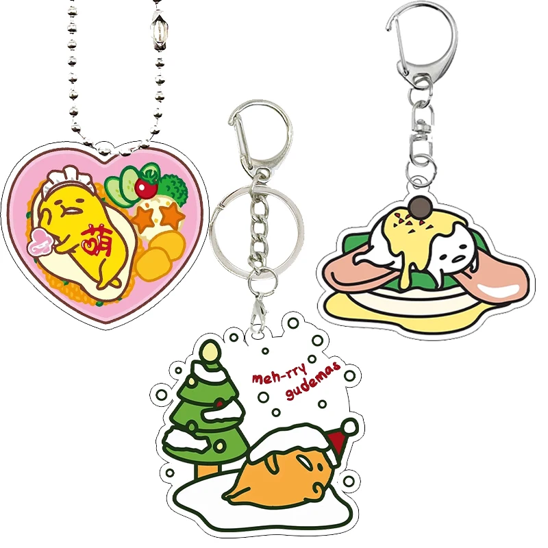 عيد الميلاد Gudetama الكرتون لطيف سلسلة مفاتيح مصنوعة من الأكريليك اكسسوارات المنزل أنيمي Kawaii بنات بنين مجوهرات الحفلات سحر معلقة هدايا عيد الميلاد #1