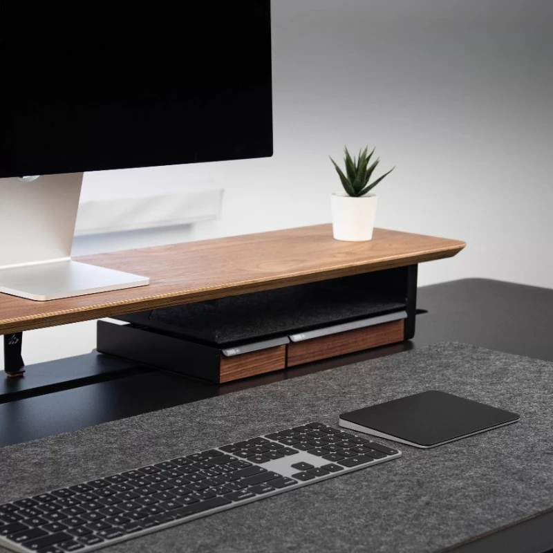 Walnut Wood & Metal Storage Tray Multi-Functional Storage Drawer Desk Organizer for Space Saving Modern Office Management System