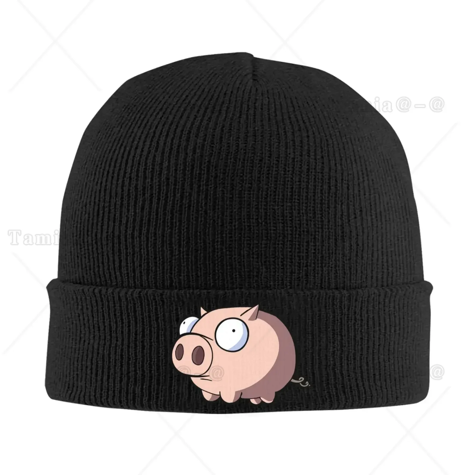 New Swollen Pig Print Beanie Vintage Graphic Knit Hat Retro Streetwear Soft Warm for Men Women Elastic Cap Skullies Beanies Wint