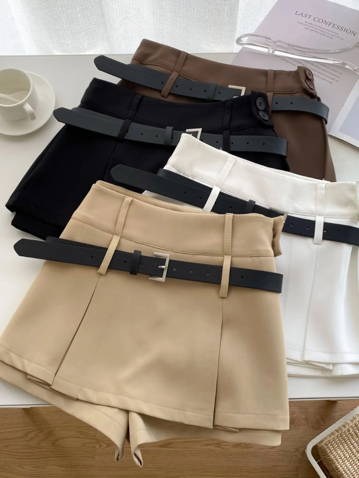 Ele Briti Sle Hohe Taille Plissee ort Hosen frauen Herbst Faion Abnehmen Gürtel Einfache Design Rock Hosen