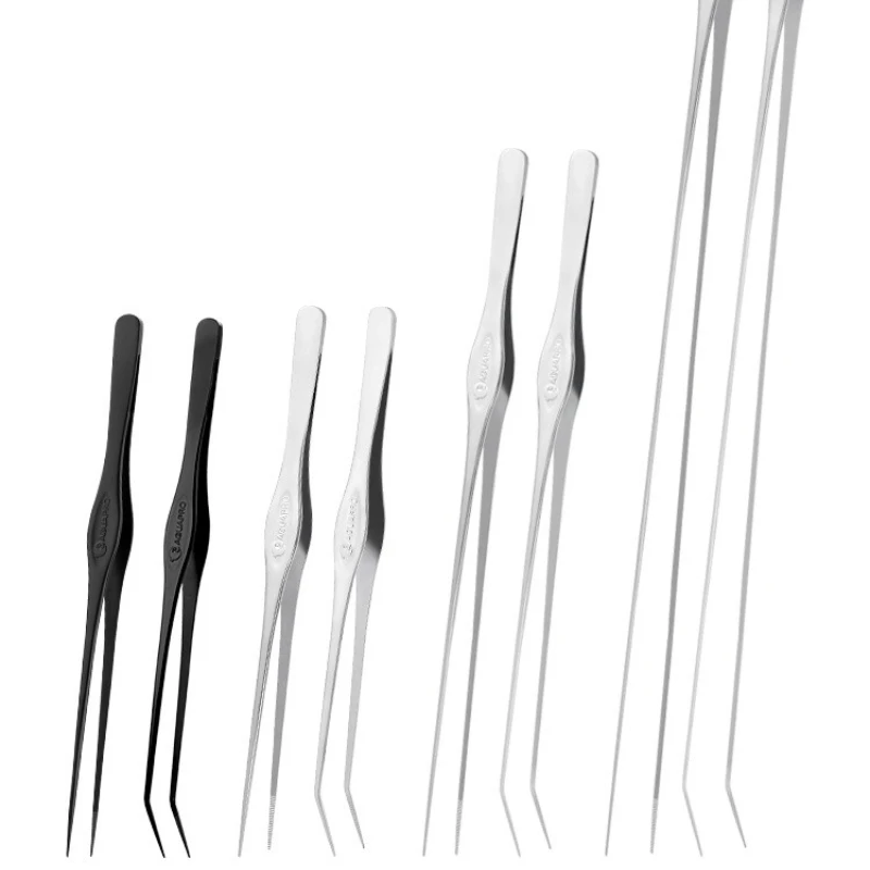 AQUAPRO Stainless Steel Aquascaping Tweezers - Mirror-Polished Straight/Bent Plant Tools for Nano Tanks | (25cm/33cm/45cm)