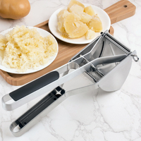 Household Kitchen Stainless Steel Mashed Potato Press, Silicone Handle, Juice Juicer, Multi-purpose Complementary Food Mixer
