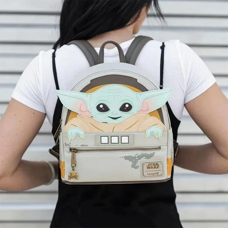 Original Loungefly Disney Stars wars Baby Yoda Backpacks Cute Master Yoda Wallet Mandalorian Travel PU Leather Women Backpacks