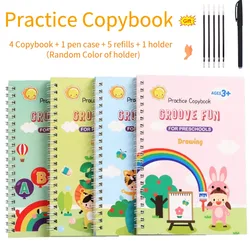 4 Practice Copy Books Children's Toy Writing Reusable Free Wiping English French Arabic Verison Option Writing Magic Copybooks