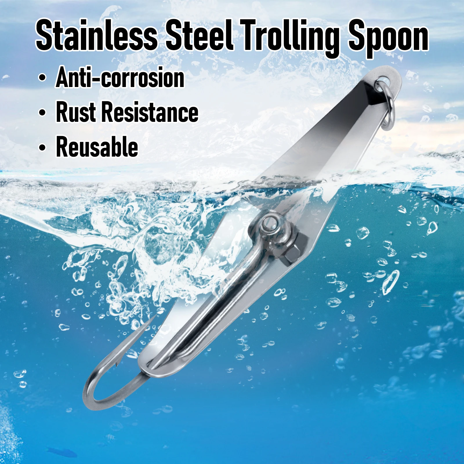 Cuchara de acero inoxidable – Señuelo jigging para pesca de fondo - imagen 4