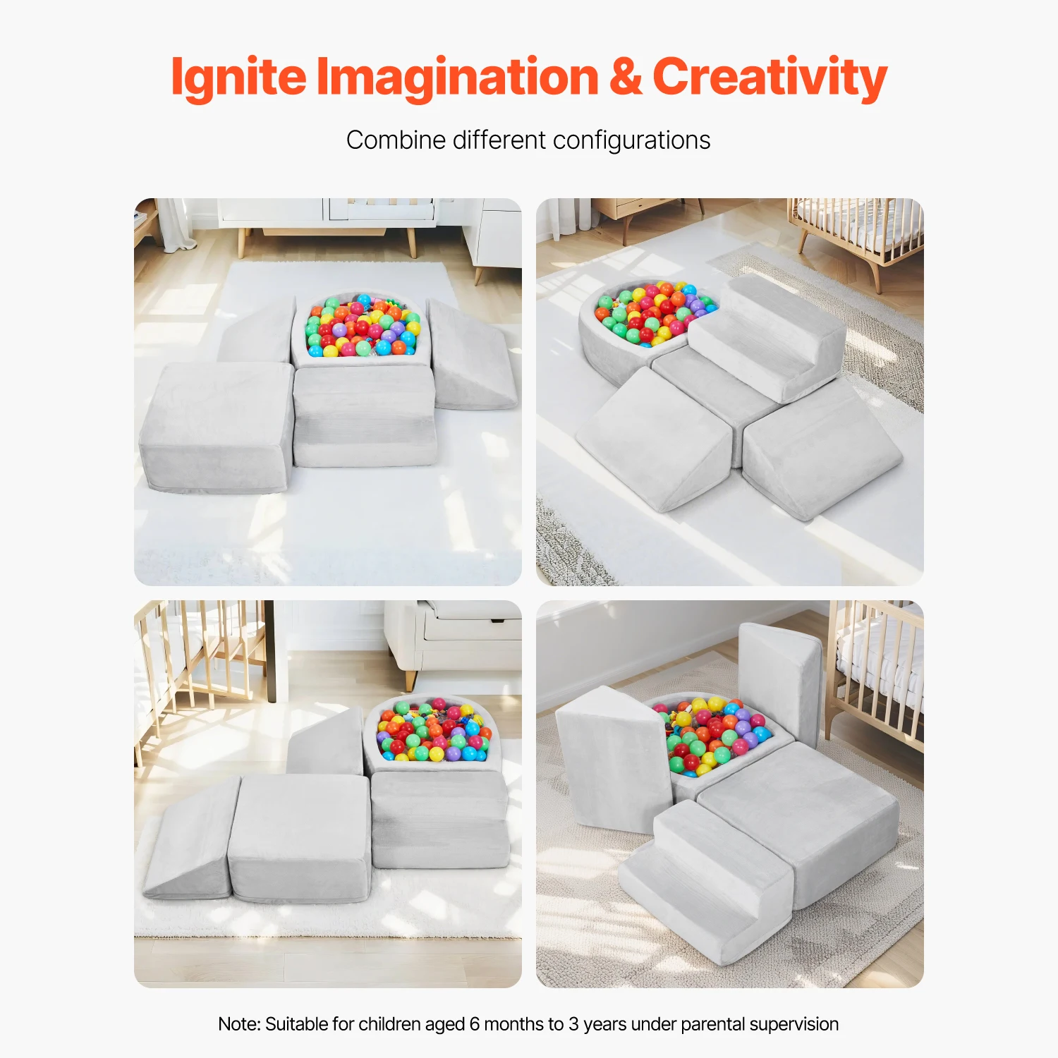 SucceBuy 5 PCS Blocos de Escalada de Espuma para Bebês Brinquedos com Poço de Bola Crianças Conjunto de Atividade de Escalada Interior e Crawl para Crianças engatinhando